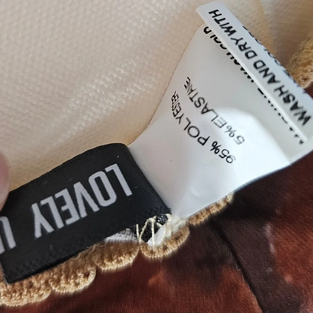 Asymmetrical Floral Midi Skirt Womens Brown Tan Renaissance Fairycore Western - Picture 9 of 10